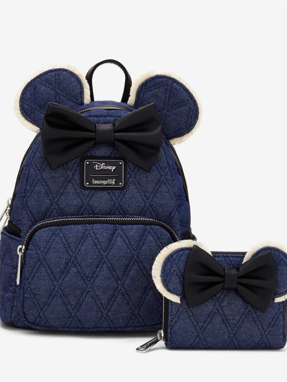 Loungefly Disney Minni Mouse Quilted Denim with Matching Wallet